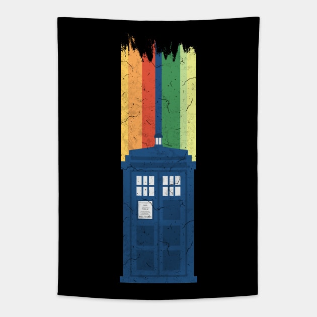 A New Doctor Is In The House - 13th Stripes Blue Police Box 2 Tapestry by EDDArt