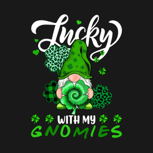 Happy St. Patrick's Day Leopard Tie Dye Shamrock Gnome T-Shirt