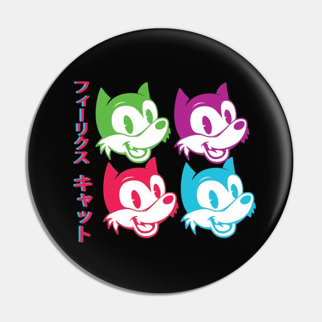 Felix the Cat in 90s Vaporwave Aesthetic Otaku Style Felix Cat in Katakana Pin by VogueTime