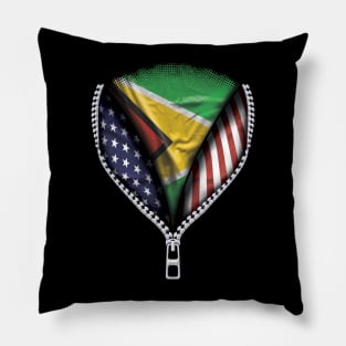 Guyanese Flag  Guyana Flag American Flag Zip Down - Gift for Guyanese From Guyana Pillow