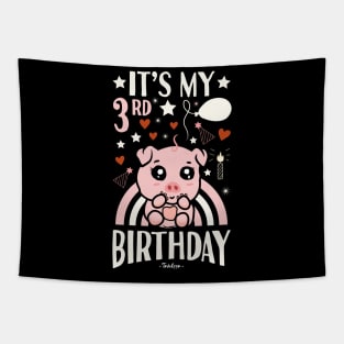 It's My 3rd Birthday Pig Tapestry