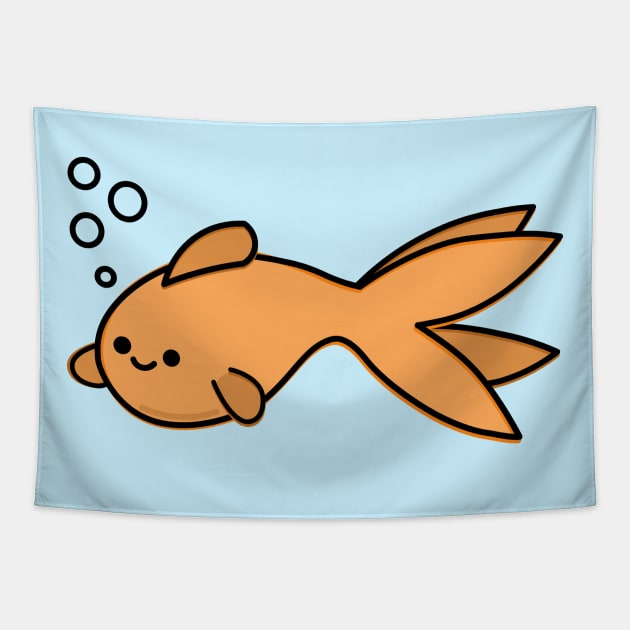 Cute Goldfish Tapestry by happyfruitsart