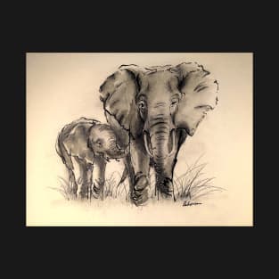 Always Here for You - Elephant ink wash painting on watercolor paper T-Shirt