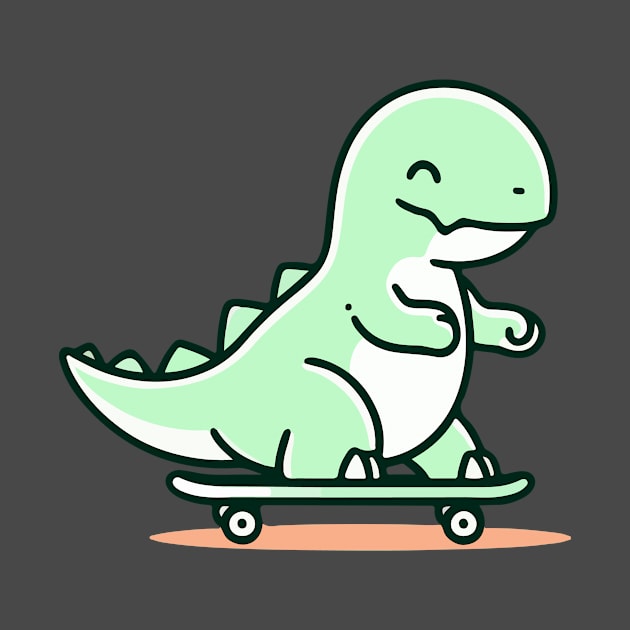 Cute Skateboarding Dinosaur by TeeTopiaNovelty