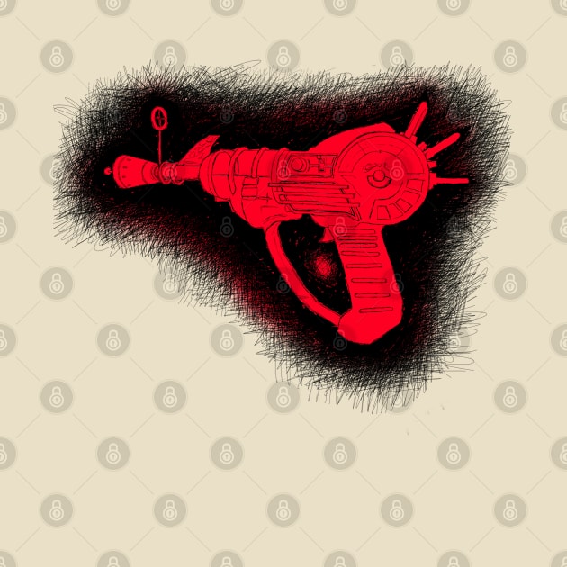 Zombies Red and Black Sketchy Ray Gun on Crème by LANStudios