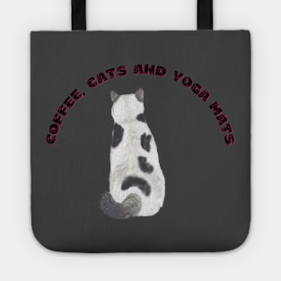 Coffee cats and yoga mats funny yoga and cat drawing Tote