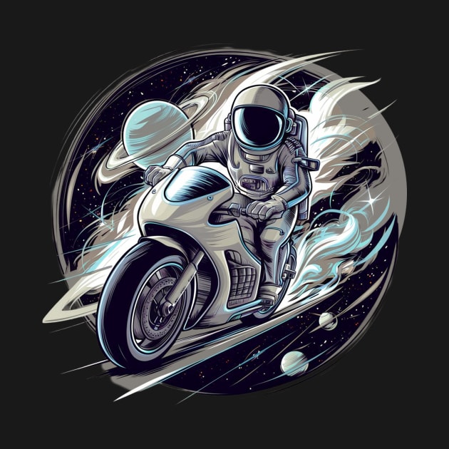 Astronaut Riding Motorcycle by Echon