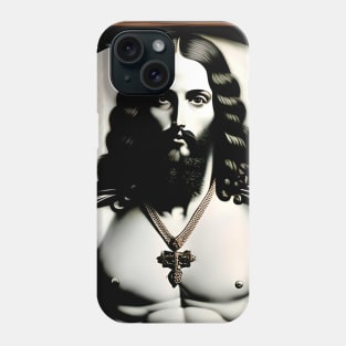 Face of Jesus Christ wearing a crucifix as a necklace Phone Case