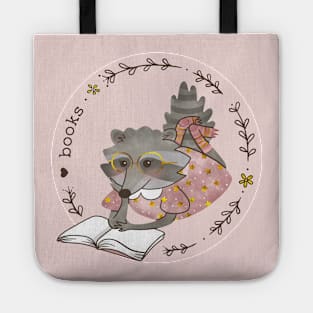 Raccoon reading Tote