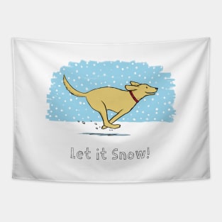 Snow Dog Holiday - Yellow Lab Tapestry
