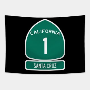 SANTA CRUZ PACIFIC COAST Highway 1 California Sign Tapestry