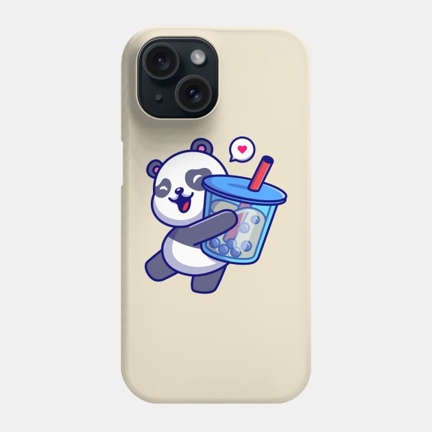 Cute Panda Holding Boba Milk Tea Drink Cartoon Phone Case by Catalyst Labs