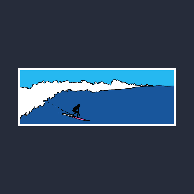 Lone Surfer, Big Wave and cool blue sky, by VincentRussellArt