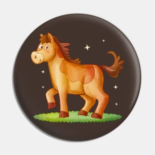 Hand Drawn Cartoon Horse Pin