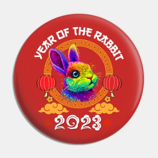 Happy Chinese New Year 2023 Year Of The Rabbit Pop Art Pin