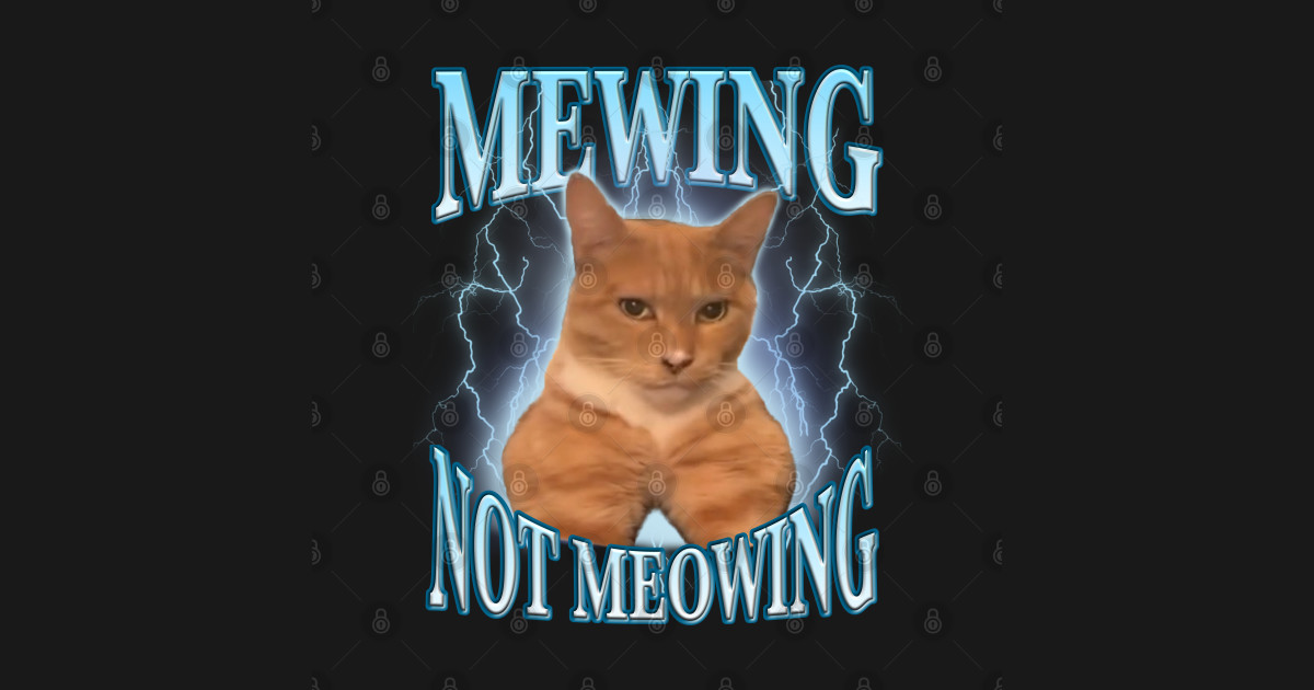 Mewing Not Meowing, Funny Meme Mogging Cat - Meme Cats - T-Shirt ...