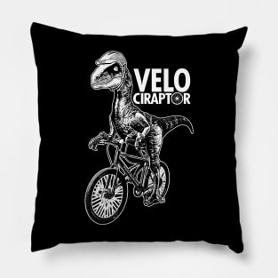 Cyclist Velociraptor Cycling Funny Dinosaur Riding Bicycle Velo Gift For Cyclist Pillow