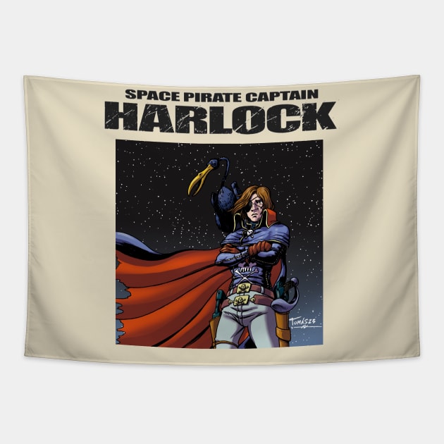 Captain Harlock Tapestry by Tomas Aranda T-Shirts