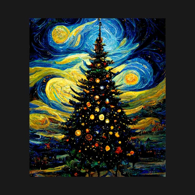 Christmas starry night painting inspired by Van Gogh by colorbyte