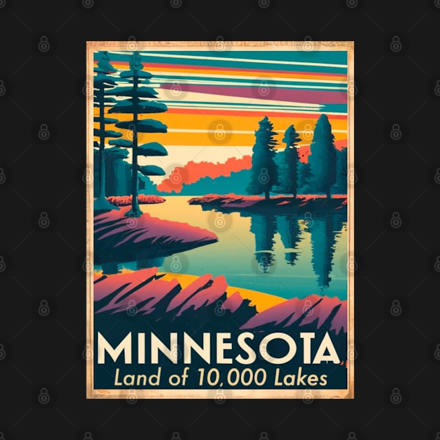 Minnesota Vintage Travel Poster by BlueLine Design