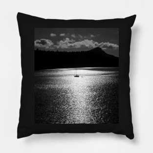 Summer Time Sail Boat Silhouette Pillow