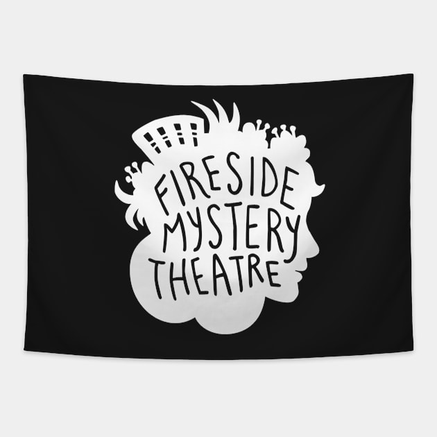 Small White FMT Logo Tapestry by Fireside Mystery Theatre