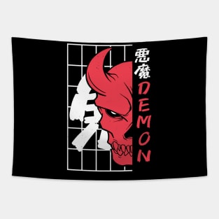 Japanese Demon Art Face Skull Devil Oni Harajuku Aesthetic Tapestry