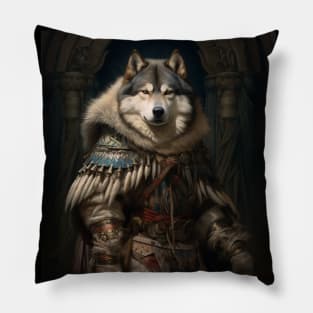 Fearless Alaskan Malamute - Medieval Inuit Warrior Pillow