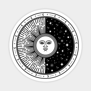 Sun Face, Stars And The Wheel Of Zodiac Magnet