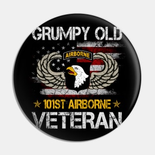 Grumpy Old 101st Airborne Division Veteran T Shirt Mens Pin