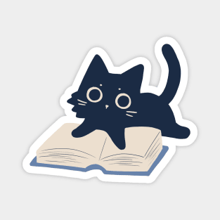 cat on pile of books Magnet