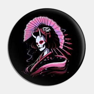 Geisha | Geisha Skull | Cool Retro Japanese Horror Aesthetic #21 Pin