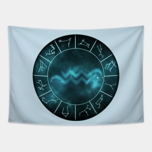 Aquarius Zodiac Symbol Tapestry