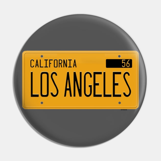 Los Angeles California Yellow License Plate Pin by hotroddude