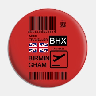 Birmingham UK travel ticket Pin