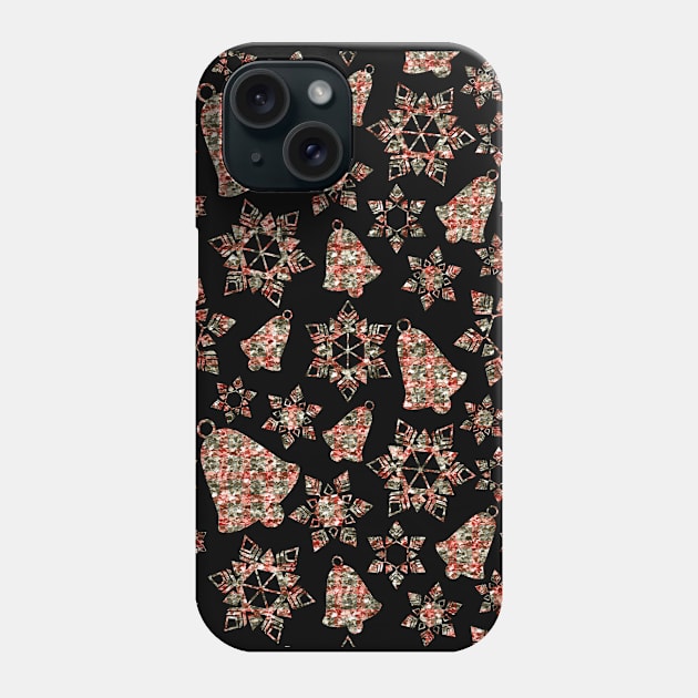 Tartan Glitter Christmas Bells Pattern Phone Case by Amanda Jane