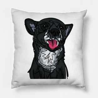 Black White Dog digital painting Pillow