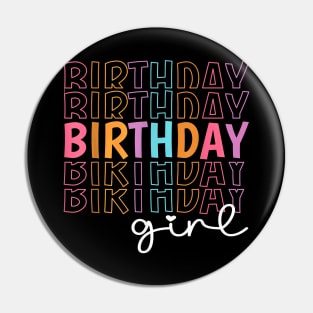 Retro Birthday for Girl Party Tee for Princess Girl Birthday Pin