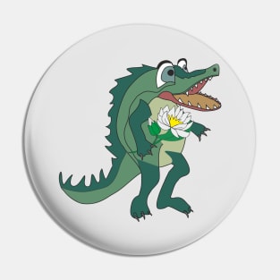 Crocodile with a flower Pin