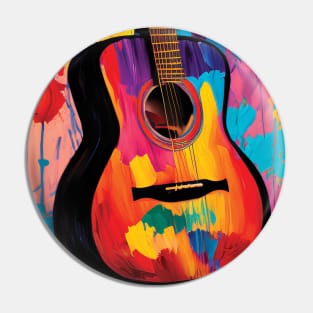 Acoustic Guitar Portrait Modern Oil Painting Style Digital Art Pin