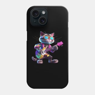 A Cat Who Is The Essence Of A Cool And Funky Guitarist Phone Case