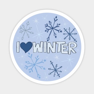 I Heart Winter Illustrated Text with snowflakes Magnet