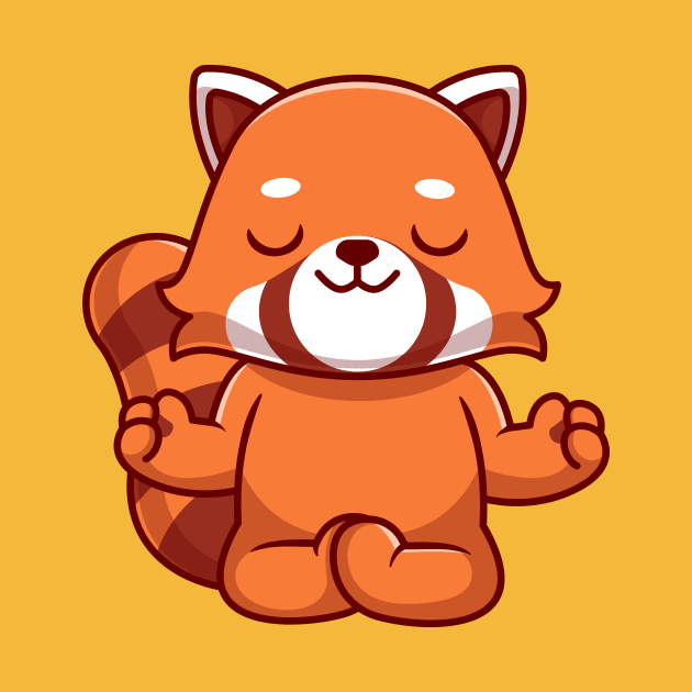 Cute Red Panda Doing Yoga Cartoon by Catalyst Labs