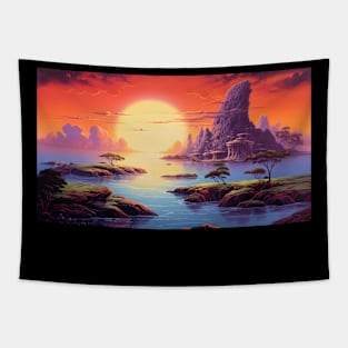 Oceans and islands inspired by Roger Dean Tapestry