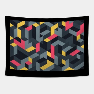 Yellow red geometric Tapestry