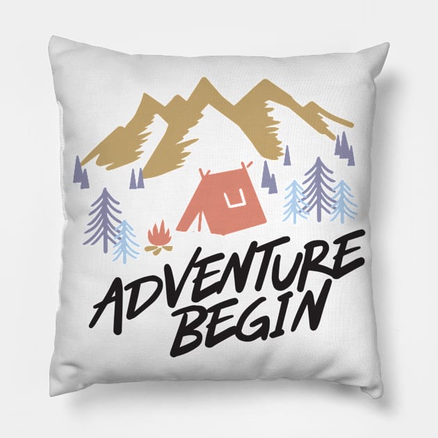 Our Adventure Begin Pillow by FlinArt