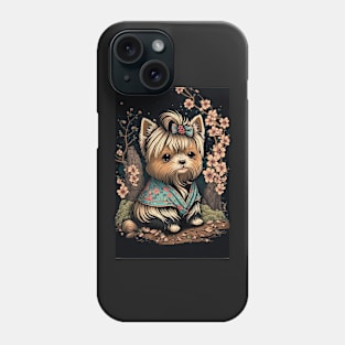 Super Cute Yorkshire Terrier Puppy Portrait - Japanese style Phone Case