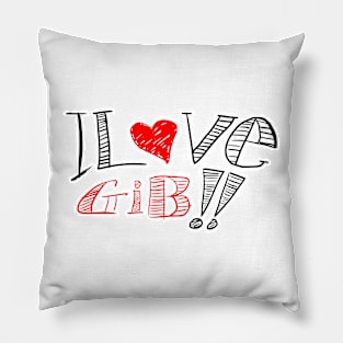 I love Gib hand drawn text Pillow