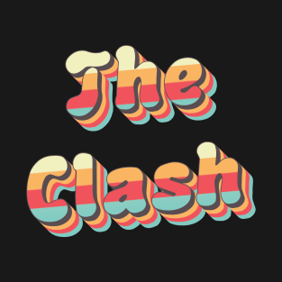 The Clash Retro Stacked Rainbow Typography T-Shirt