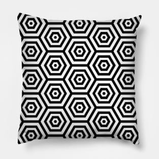 black and white hexagon seamless pattern Pillow